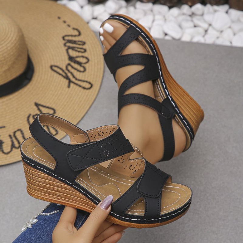 Geta Wooden Sandal - Damen Keilsandalen mit offener Zehenpartie, Plateau
