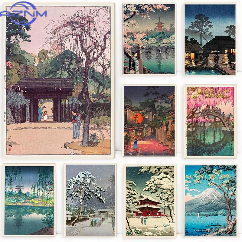 Japanese Traditional Lifestyle - AZNM Retro Ukiyo-e Traditionelles japanisches Poster,