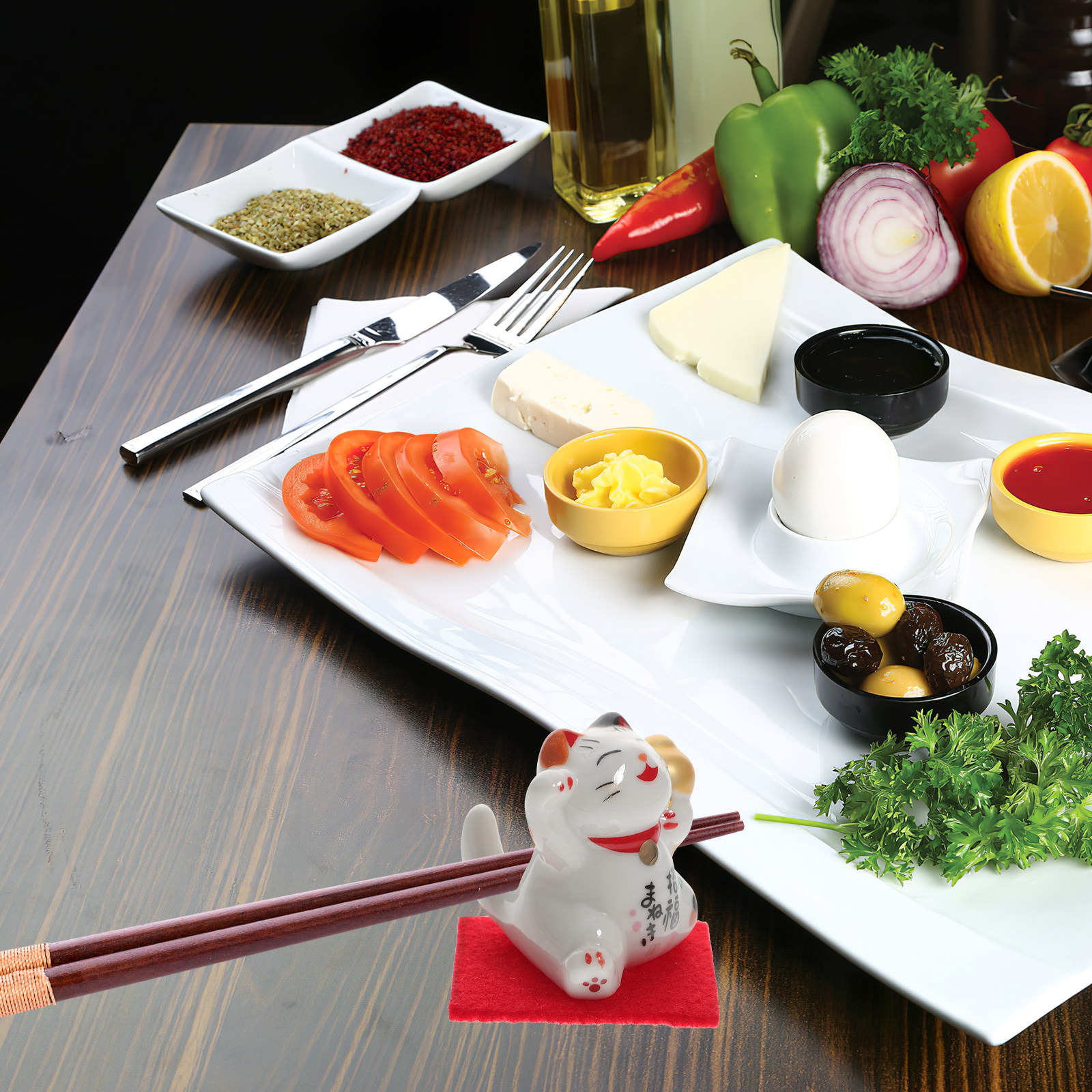 Chopstick Rest Ceramic - Tierische Keramik-Esslöffelablage als Dekoration – Skulptur/Statue