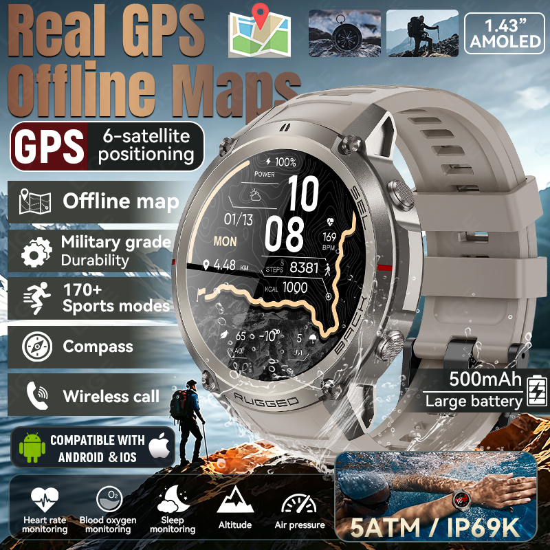 Japanese Lifestyle Called - 500mAh Akku GPS Offline-Karten Sport Smartwatch