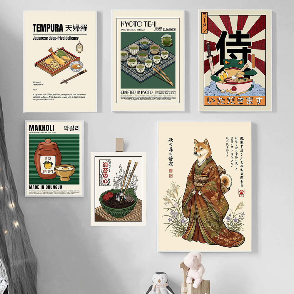 Japanese Traditional Lifestyle - Traditioneller japanischer grüner Tee, Matcha-Poster, Ramen,