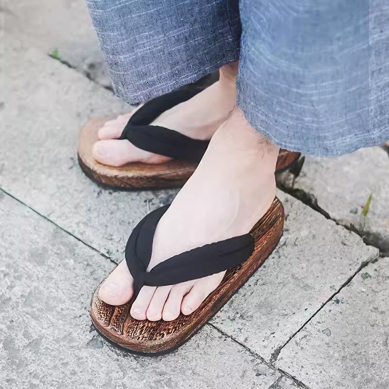 Geta Wooden Sandal - Herren Sommer Geta Flip-Flops mit flachem