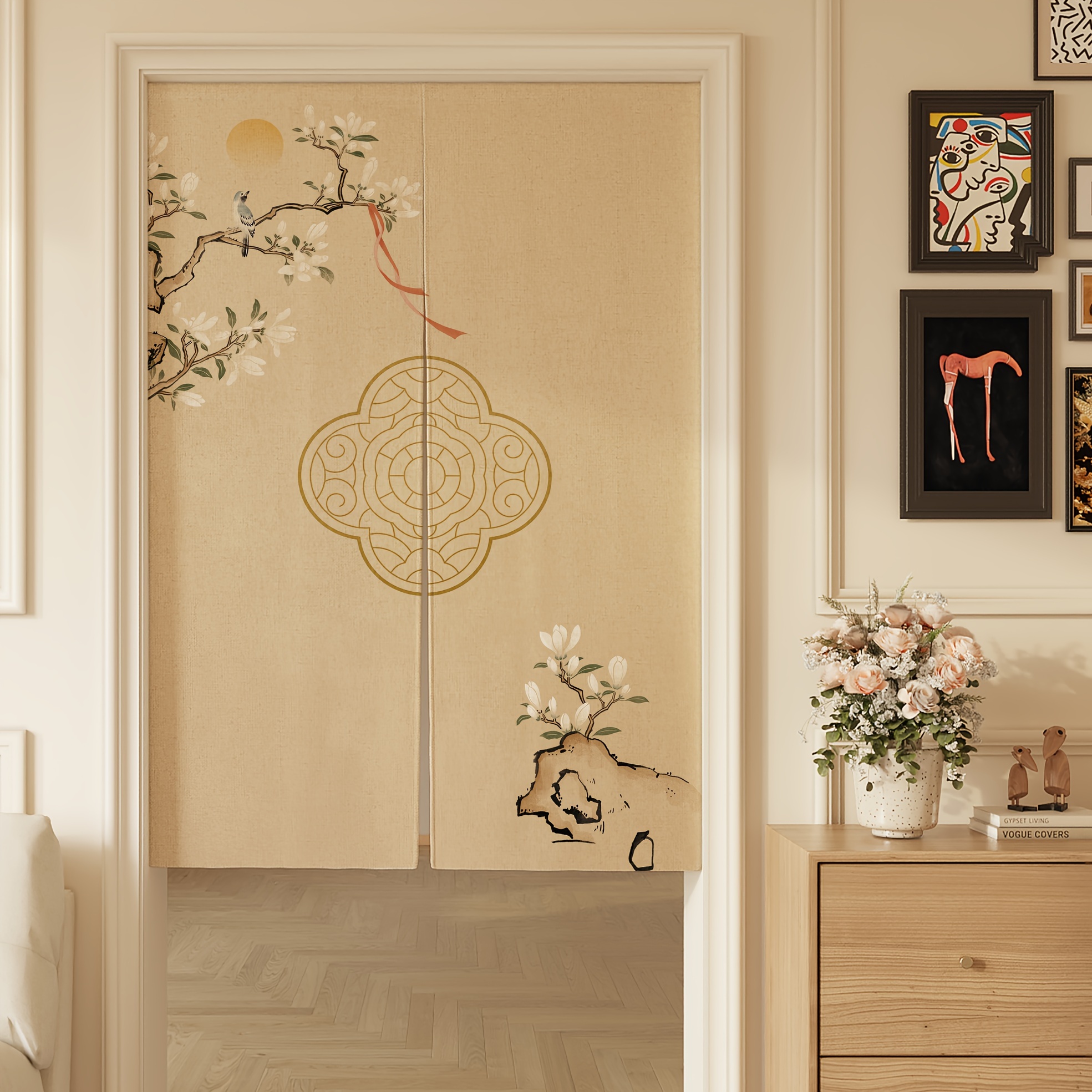 Shoji Screen Divider - Dekorativer japanischer Shoji-Türvorhang mit Wolkenmuster |