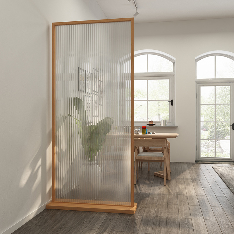 Shoji Screen Divider - Maßgefertigte Minimalistische Raumtrennwand, Massivholz Changhong-Glas, Wohnzimmer