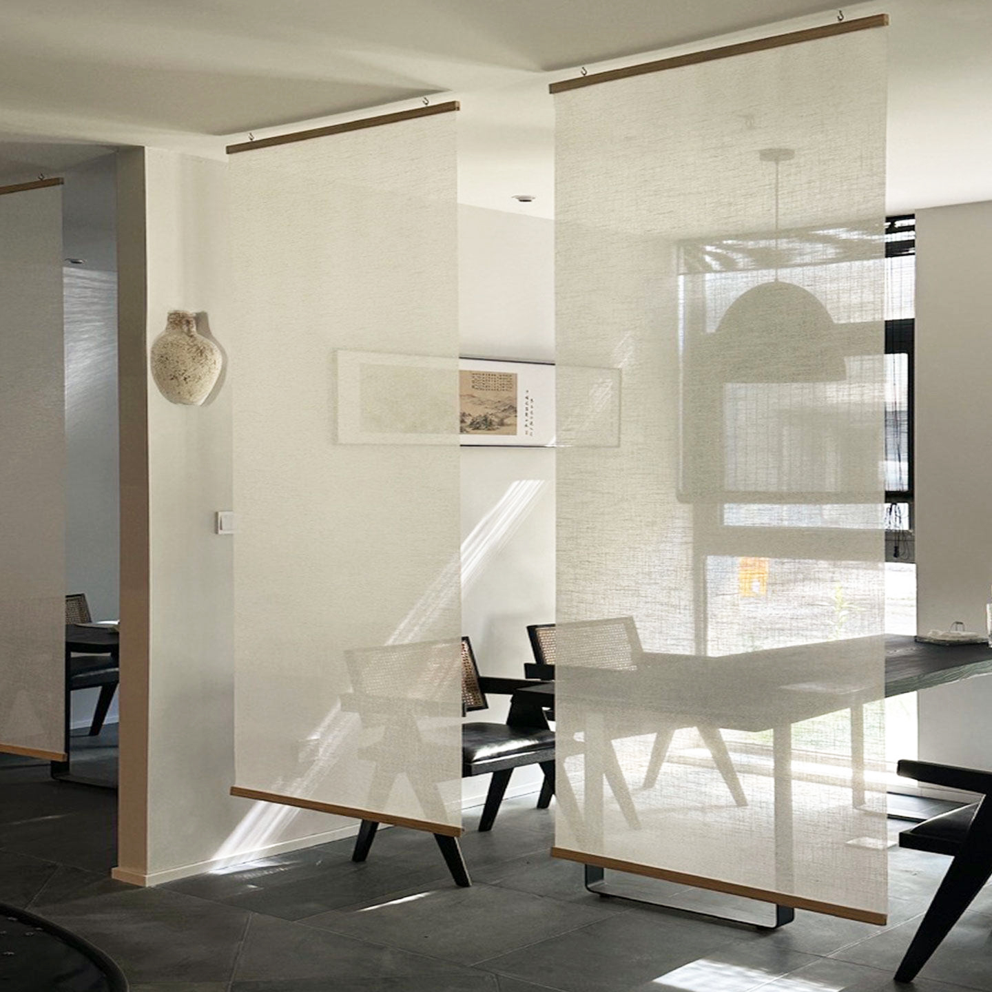 Shoji Screen Divider - Natürlicher weißer Leinen-Sichtschutzvorhang für israelische Kunden,