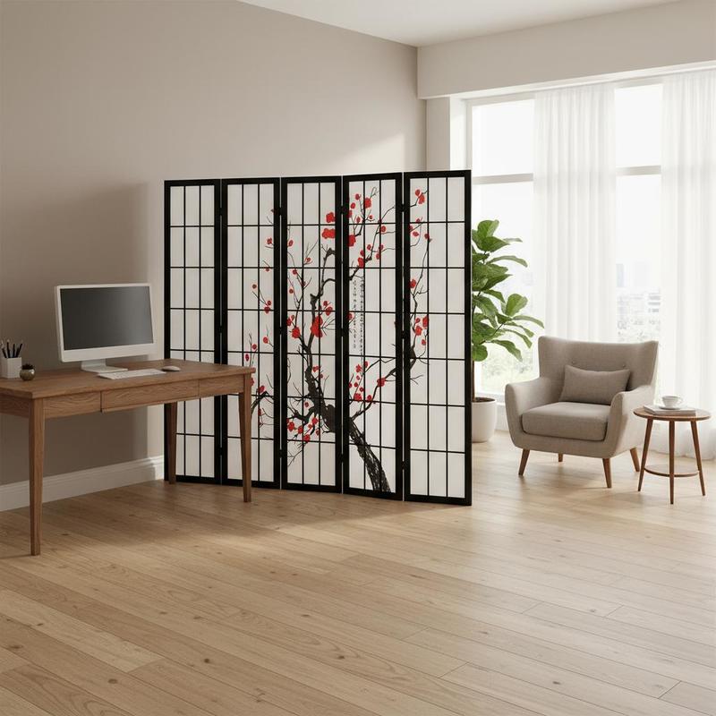 Shoji Screen Divider - Japanischer Shoji-Schirm mit 6 Paneelen für