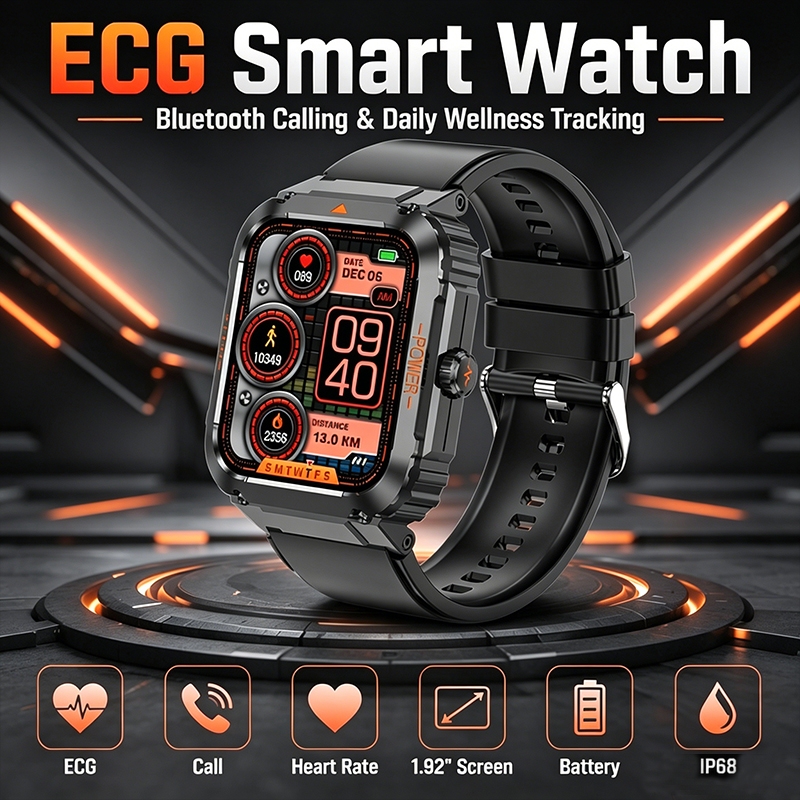 Japanese Lifestyle Called - GEJIAN ECG+PPG Sportliche Gesundheits-Smartwatch für Herren