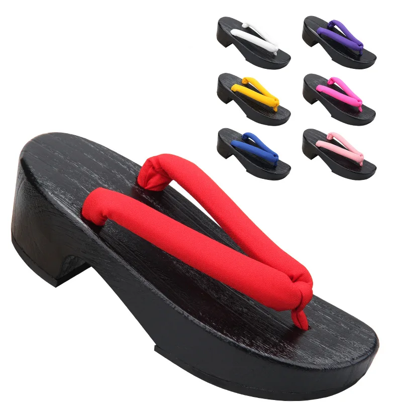 Geta Wooden Sandal - Damen Schwarze Halbmond-Holz-Sandalen Klassische Japanische Geta