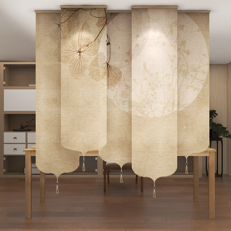 Shoji Screen Divider - Neuer Chinesischer Stil Teeraum Halbtransparenter Vorhang