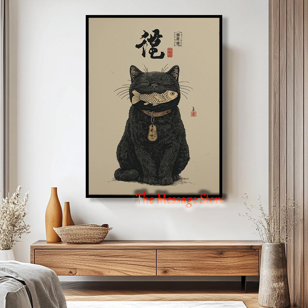 Schwarze Glückskatze Ukiyo-e J – Japanese Traditional Lifestyle Bewertung und Preis
